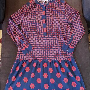 LOFT Red and Blue Floral Dress